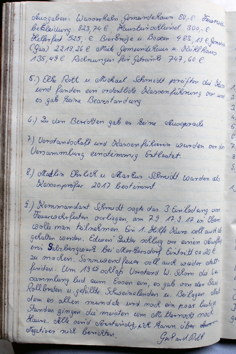 Das Protokollbuch der FFW Recheldorf