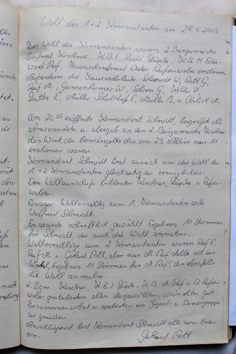 Das Protokollbuch der FFW Recheldorf